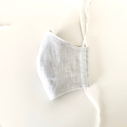 定做的成人立體口罩（歐洲白色亞麻+深米色內層布） 第3張的照片