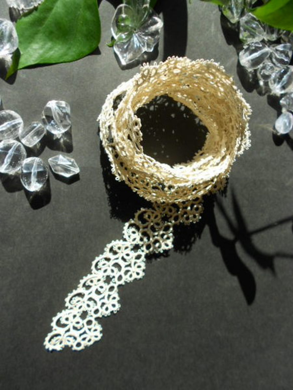 タティングレースの縁飾り１２０cm極細糸 2枚目の画像