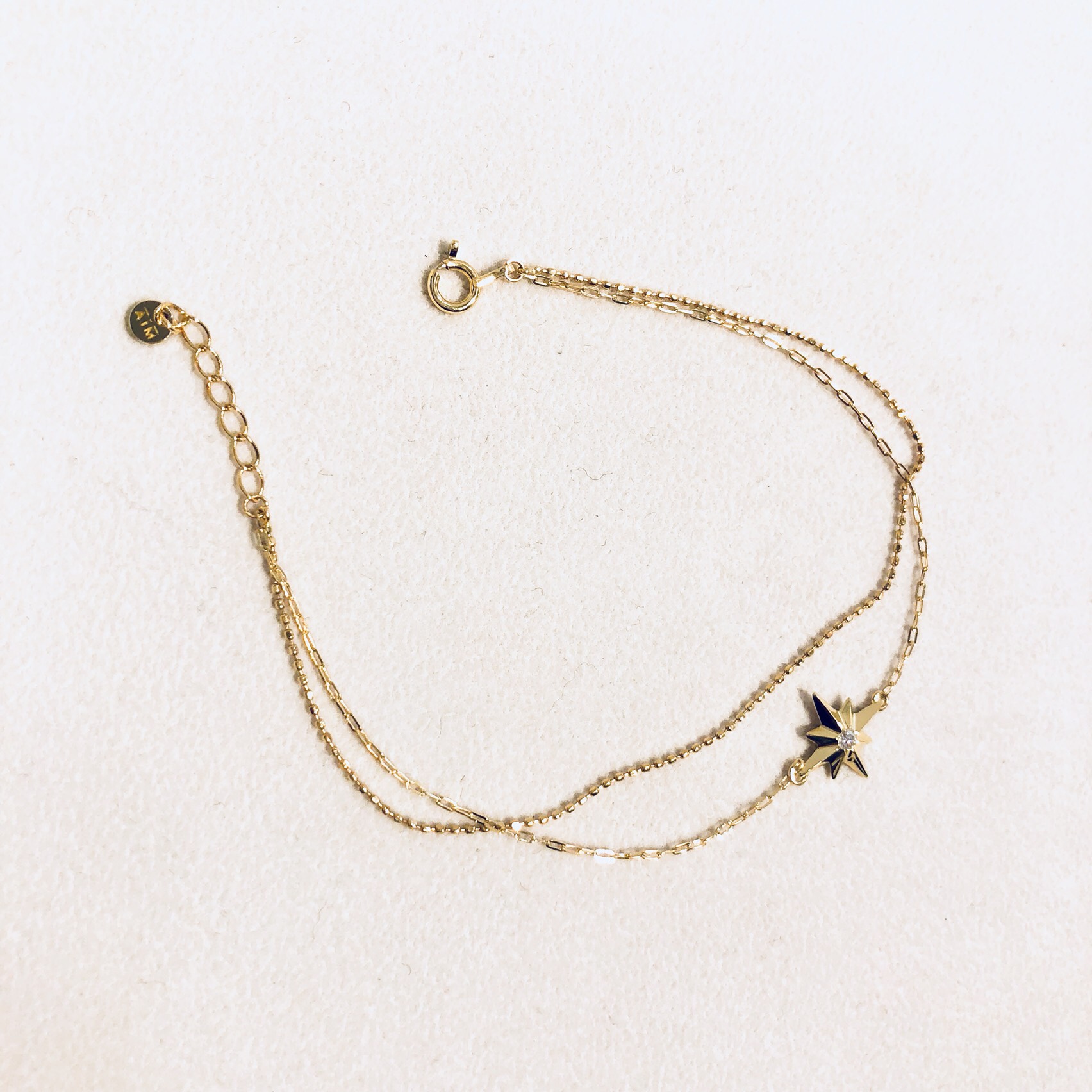 一粒ダイヤのスターモチーフ2連ブレスレット