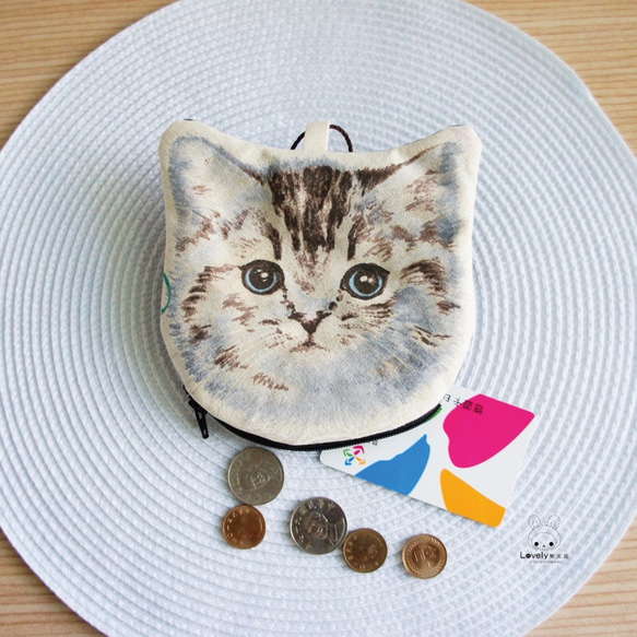 ラブリー*手描きスタイルの猫の頭のクリスマスプレゼントの財布* Dモデル 2枚目の画像