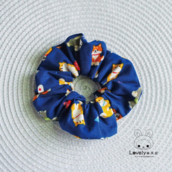 Lovely日本布訂製、柴犬大腸圈髮束、甜甜圈髮束【藍莓糖】 第3張的照片