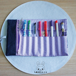 素敵な音楽@日本コットンリネンカスタム*ローズデニムデニールリールの鉛筆ケース‧ツールバッグ*グラデーション紫 4枚目の画像