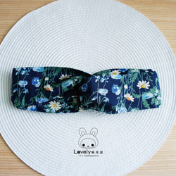 ラブリールFUNI [日本]カスタムファブリックの花ゲーム蝶の弾性ヘアバンド、ヘアバンド＆ブルーの花[青] 3枚目の画像
