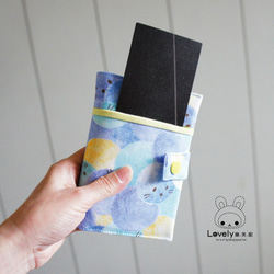 ラブリールーニー[日本布オーダー]動物毛玉配管パスポートカバー、布本カバー10×14cm、青紫 5枚目の画像
