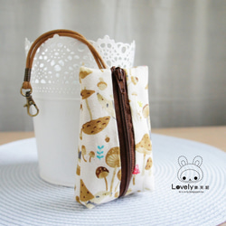 素敵な[日本の綿]マレー貘キノコの庭の立体的なティーバッグジッパーのキー袋、IDカード利用可能、メートル 4枚目の画像