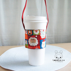 Lovely樂芙妮＊日本布【聖誕老人方塊飲料杯袋】杯套、提袋【紅】 第1張的照片