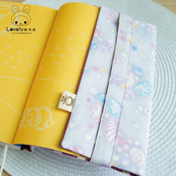 Lovely日本布【燙銀蔥雙面布書衣紫貝殼】布書套15X21cm、A5手帳 第3張的照片