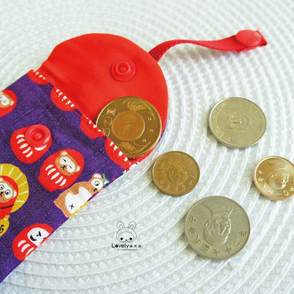 Lovely日本布【Q版狸貓福神寵物紅包袋】平安符袋、深紫 第3張的照片
