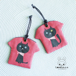 ラブリー日本の綿と麻[黒猫Tシャツ形平和シンボルバッグ]詩サインお守り、グレーレッド[ランダムに出荷されたこの目2色] 5枚目の画像