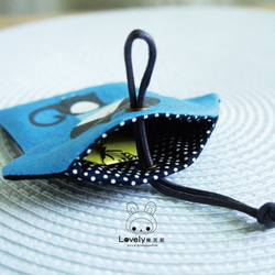 Lovely日本棉麻【黑口袋貓咪T恤造型平安符袋】詩籤護身符、灰藍 第6張的照片
