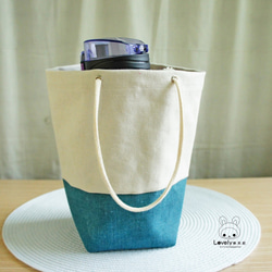 Lovely【石洗帆布】雜貨風雙色水壺袋、米綠 第7張的照片
