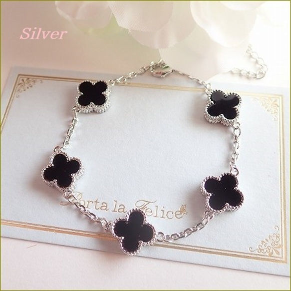 Onyx 5clover bracelet （11mm)（シルバー） 2枚目の画像