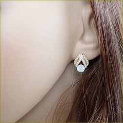 Bijou＆ pearl rhombus earring（イヤリング）（パール） 5枚目の画像