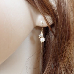 Cotton pearl＆crystal american pierce（ピアス）／アレルギー対応 4枚目の画像