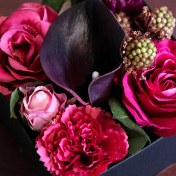 ピンクのバラのボックスアレンジメント(小)　花　ギフト　プレゼント　贈り物 2枚目の画像