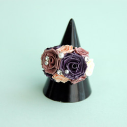 紫色のツインローズの指輪（サイズフリー）【ロザフィ】 2枚目の画像