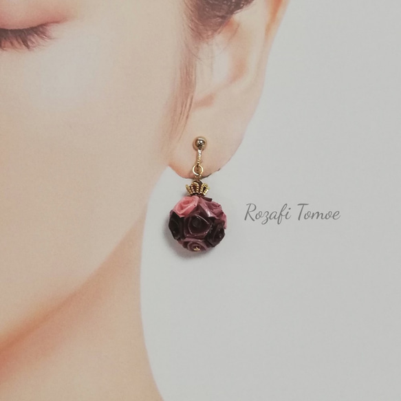 紫の王冠スワロのイヤリング（ピアスに変更可）【ロザフィ】 2枚目の画像