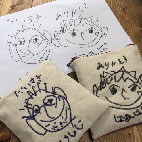 母の日の贈り物❤︎【オーダーメイド】似顔絵ポーチ 雑貨・その他 KICO