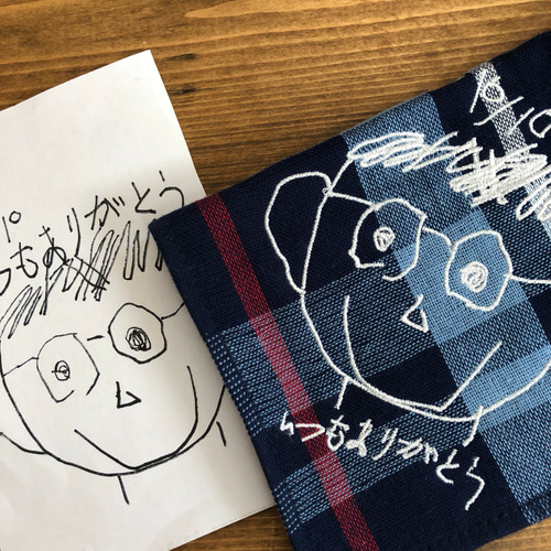 母の日の贈り物❤︎【オーダーメイド】にこにこ似顔絵ハンカチ