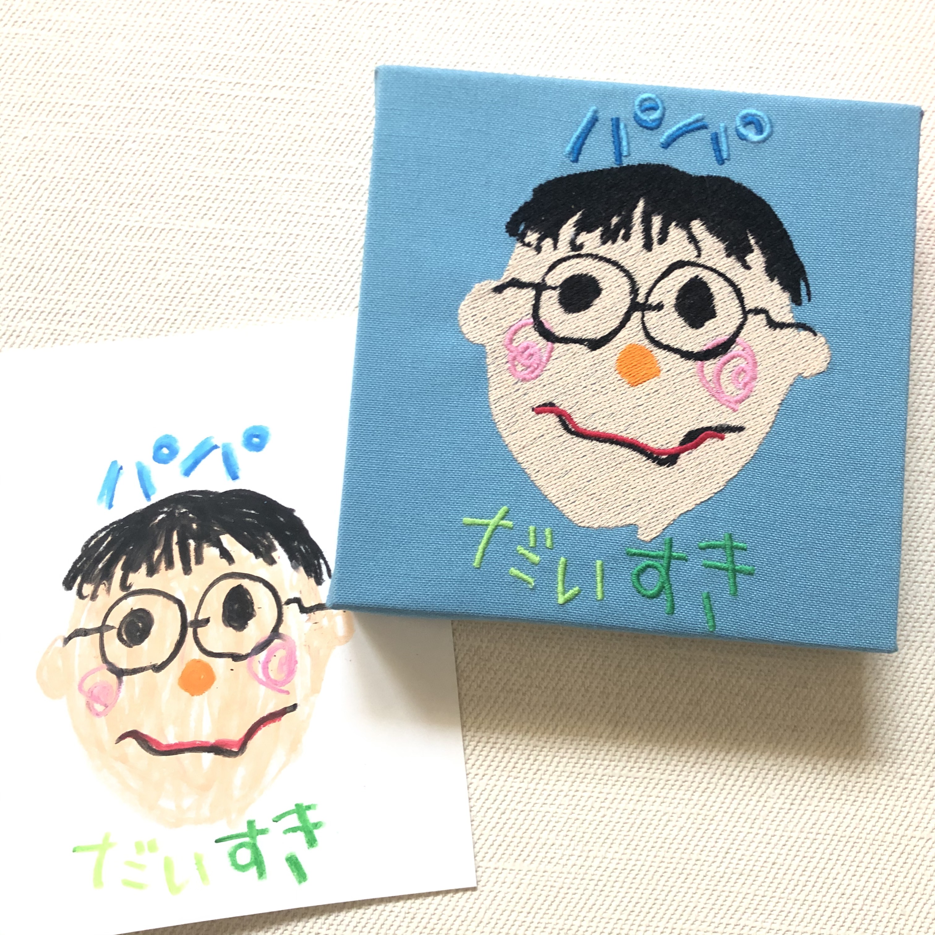 敬老の日の贈り物❤︎【オーダーメイド】似顔絵刺繍パネル