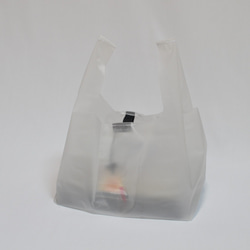 弁当対応レジ袋風エコバッグ「小包レジバッグS」ホワイト（コーデュラリップ使用） 2枚目の画像