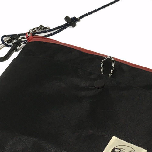 nagisaPORTER ブラック サコッシュバッグ Kaedeサコッシュ X-pac オールブラック（フック付き