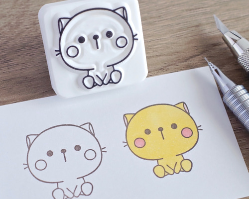 お座りネコさんの消しゴムはんこ はんこ・スタンプ Capule* Works 通販