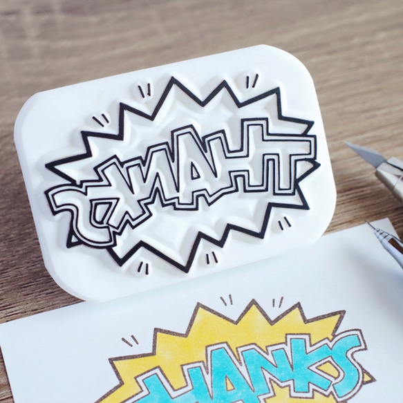 アメコミ風THANKS消しゴムはんこ はんこ・スタンプ Capule* Works 通販