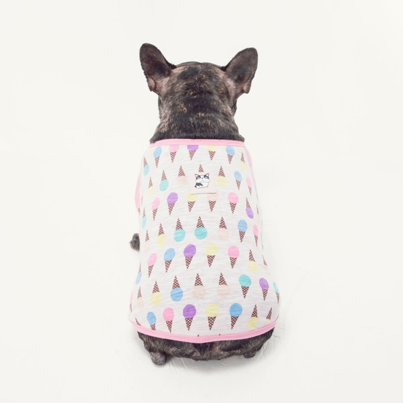 カラーアイスクリームローコートウシ脂肪犬ペット服犬服ラグランスリーブクール竹綿ジャケット - ピンク 4枚目の画像