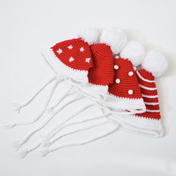 クリスマスの小さな男性の編み物の帽子（犬） - ボール横縞の星クラシック 10枚目の画像