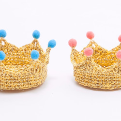 童話小公主 金蔥小奢華 手工編織訂製皇冠 – 橘紅球 第5張的照片