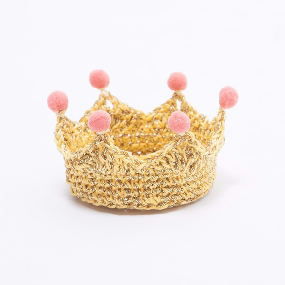 童話小公主 金蔥小奢華 手工編織訂製皇冠 – 橘紅球 第7張的照片