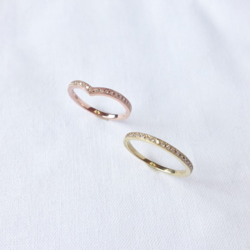 K18 V字ミル打ちハーフエタニティ 指輪・リング kazarito 通販