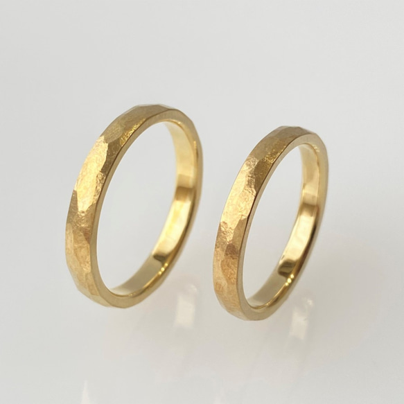 K18ストーンテクスチャーマリッジリング　[結婚指輪][ペアリング] 1枚目の画像