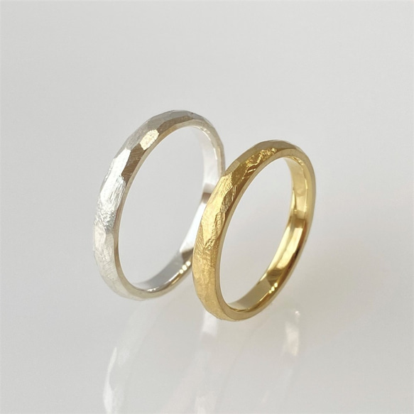 PT900　甲丸荒らし鎚目の結婚指輪　[マリッジリング][ペアリング] 1枚目の画像