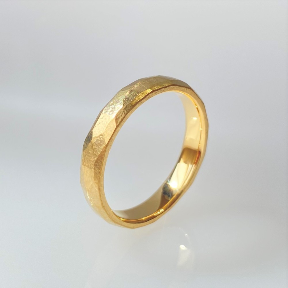 幅４ｍｍ　K18ストーンテクスチャーリング　Creema限定