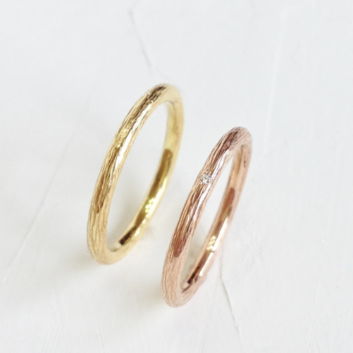 K18 木目テクスチャーリング 指輪・リング kazarito 通販