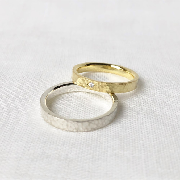 Ｋ１８　細かい鎚目のマリッジリング　[結婚指輪][ペアリング] 4枚目の画像