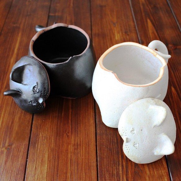 陶器製　猫-マグカップ（大） 2枚目の画像
