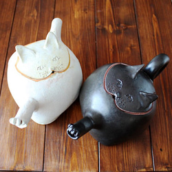 陶器製　猫-ティーポット　 2枚目の画像