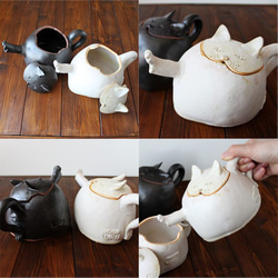 陶器製　猫-ティーポット　 4枚目の画像