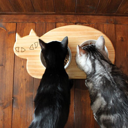 [迷你大小] 木製貓咪型食物架（附贈12.5cm食物架） 第2張的照片