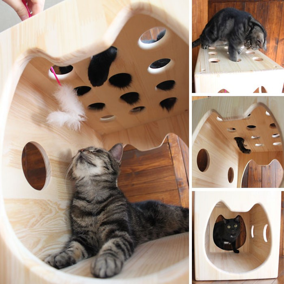 木製猫ハウス第２弾「猫じゃらトンネル」・13.CATS.WORKSオリジナル 4枚目の画像