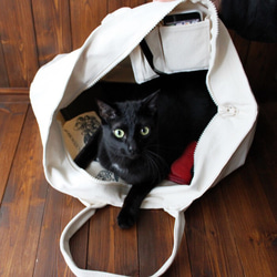 旅行にも使えるサイズの帆布ビッグトートバッグ（OLD CATS）シルクスクリーン　13.CATS.WORKSオリジナル 4枚目の画像