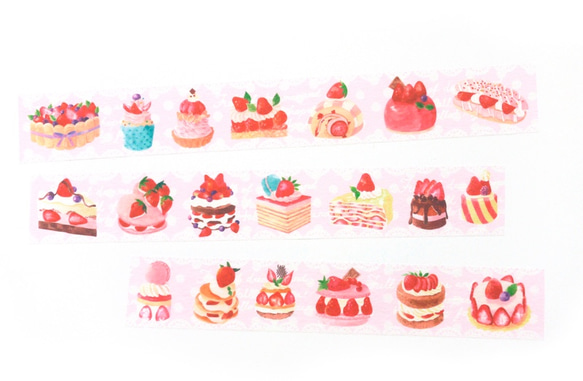 草莓蛋糕(水彩)和紙膠帶- 2.5cm x 10M(50cm循環圖) 第2張的照片
