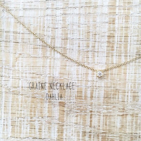 ☾k14gf♡ graine necklace/CZ1粒ダイアネックレス 3mm 1枚目の画像
