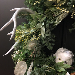 45cm聖誕花圈：貓頭鷹的白色森林 第5張的照片