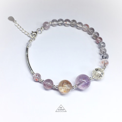 典雅清幽色調-清透三輪骨幹紫水晶設計手鍊 第1張的照片