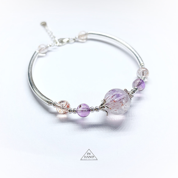 幻紫雲霞的漸層-三輪骨幹水晶設計款手鍊 第1張的照片