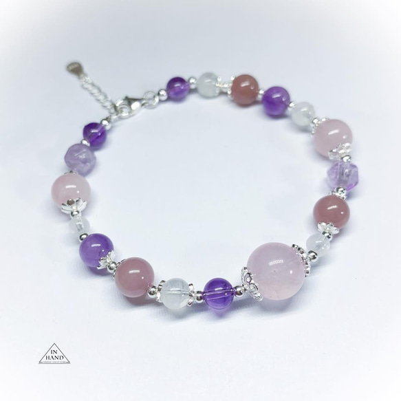 特別訂製（L)-紫色狂想曲-天然礦石設計款手鍊 第1張的照片